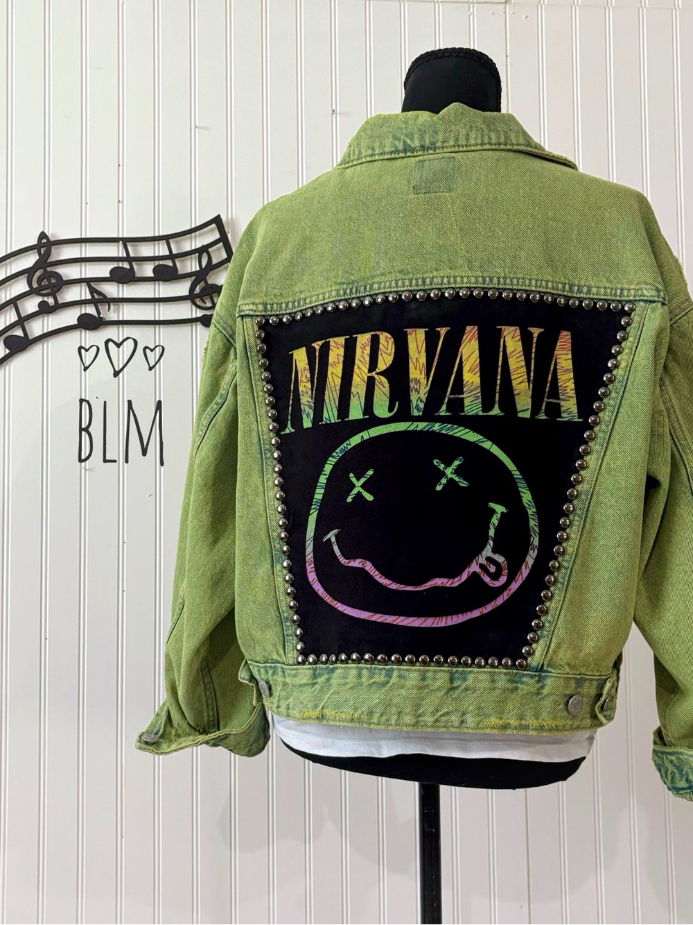 Nirvana custom acid wash denim jacket - Picture 2 of 4